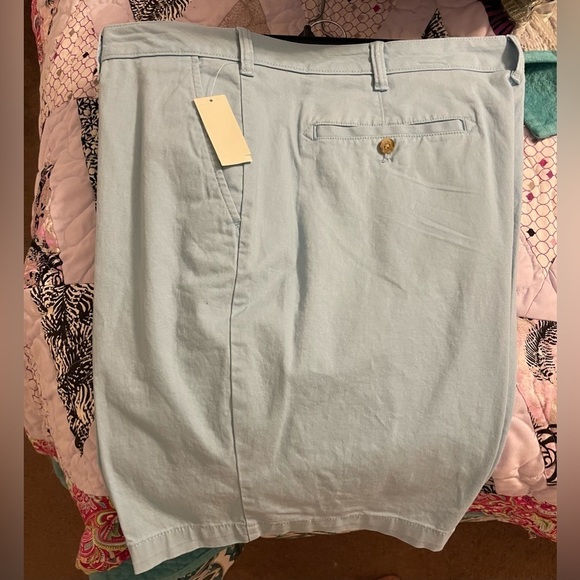 IZOD SALTWATER Mens blue Stretch flat‎ front classics w42 9.5 inseam - Picture 1 of 9